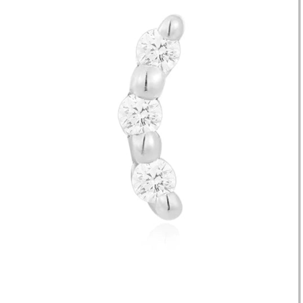 Ember Body Jewelry 14k white gold Bitsy threadless end CZ